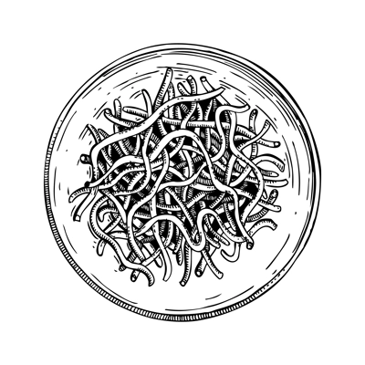 Hand drawn bowl with shio kombu. Dried thin strips of kombu with soy sauce and salt. Salted seaweed snack in sketch style. Edible algae for Japanese cuisine menu or healthy food ingredients